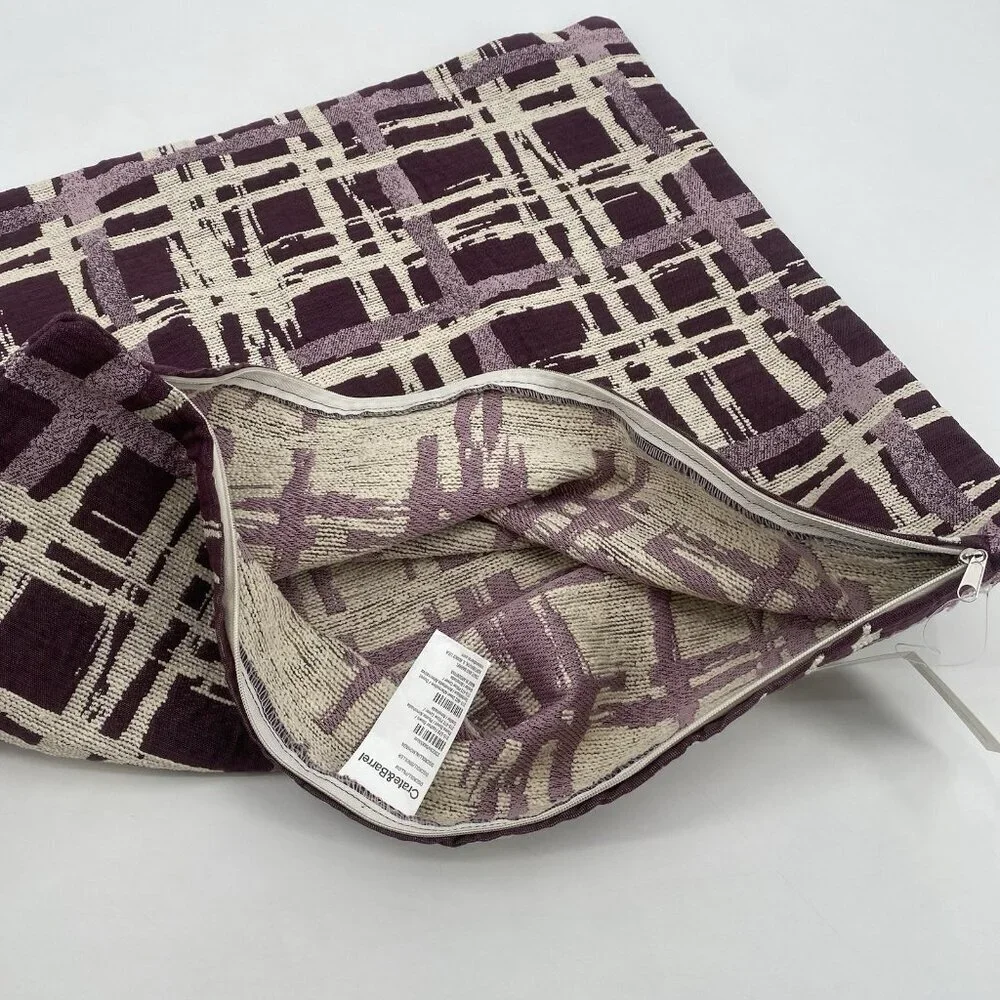 Crate and Barrel Purple Geometric Abstract Pattern Pillow Cover 23
